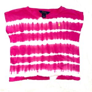 Polo by Ralph Lauren Girls' Hot Pink & White Tie-Dye Stripe Tee